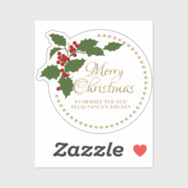 メリークリスマスホリー&ベリーラベル食品ギフトスズ シール