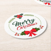 メリークリスマスホリー ラウンドペーパーコースター (アングル)