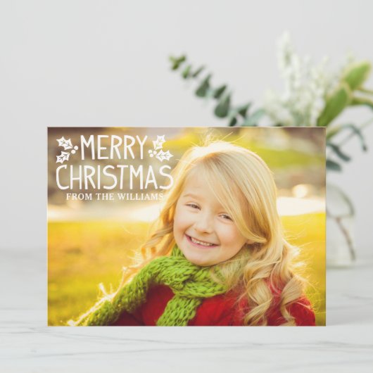 メリークリスマスホワイトオーバーレイフォトコラージュ シーズンカード (スタンド正面)