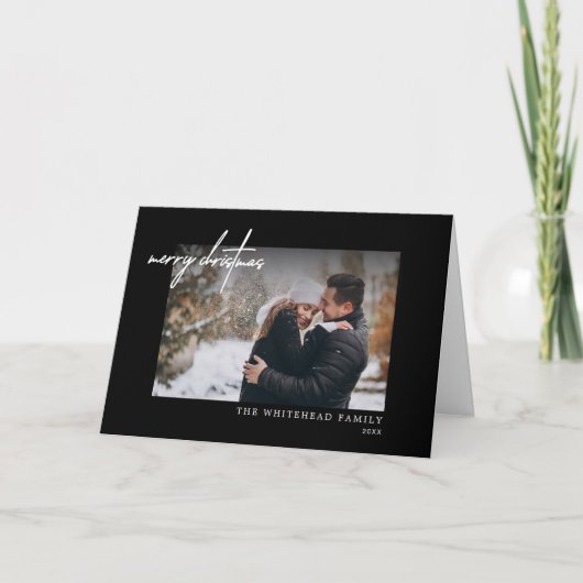 メリークリスマスホワイトカーミニマルド シーズンカード (正面)