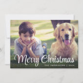 メリークリスマスホワイトスクリプトフォトオーバーレイ シーズンカード (正面)