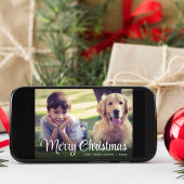 メリークリスマスホワイトスクリプトフォトオーバーレイ シーズンカード