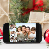 メリークリスマスホワイトスクリプトフォトストリップ シーズンカード