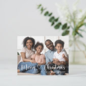 メリークリスマスホワイトスクリプトフルフォト ポストカード (スタンド正面)