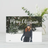 メリークリスマスホワイトタイプカスタムのホリデーフォト シーズンカード (スタンド正面)