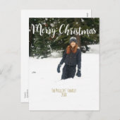 メリークリスマスホワイトタイプカスタムのホリデーフォト シーズンポストカード (正面/裏面)