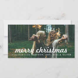 メリークリスマスホワイトタイポグラフィクリスマスフォト シーズンカード