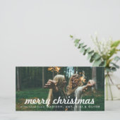 メリークリスマスホワイトタイポグラフィクリスマスフォト シーズンカード (スタンド正面)