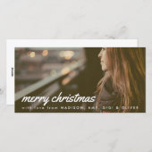 メリークリスマスホワイトタイポグラフィクリスマスフォト シーズンカード (正面/裏面)