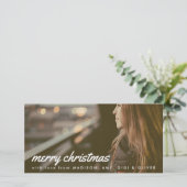 メリークリスマスホワイトタイポグラフィクリスマスフォト シーズンカード (スタンド正面)
