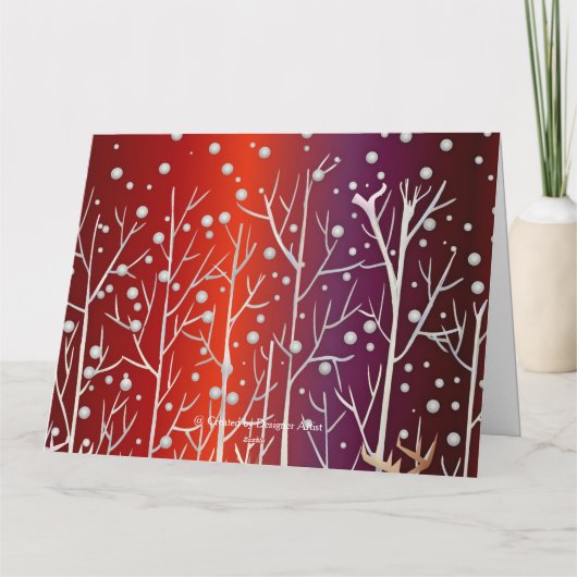 メリークリスマスホワイトトナカイエレガントズレッドカスタム カード (裏面)