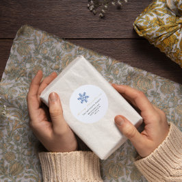 メリークリスマスホワイトネイビーグレイRSVPスノーフレーク ラウンドシール