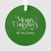 メリークリスマスホワイトフェスティバルレトロタイポグラフィ オーナメント (裏面)