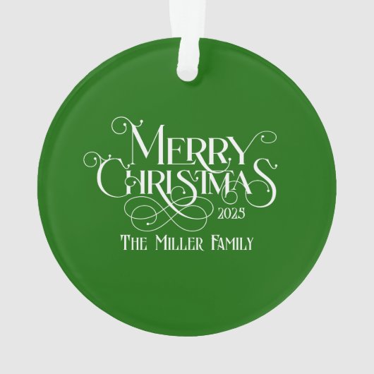 メリークリスマスホワイトフェスティバルレトロタイポグラフィ オーナメント (裏面)