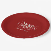 メリークリスマスホワイトフェスティバルレトロタイポグラフィ ペーパープレート (アングル)