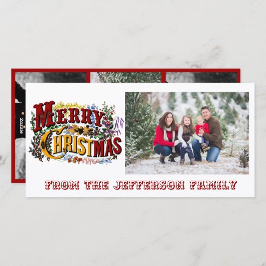 メリークリスマスホワイトフォトカード シーズンカード (正面/裏面)