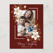 メリークリスマスホワイトフローラ休暇写真 ポストカード (正面)