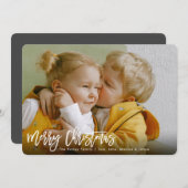 メリークリスマスホワイトブラシスクリプトの写真 シーズンカード (正面/裏面)