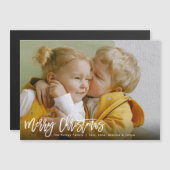 メリークリスマスホワイトブラシスクリプトマグネットカード (正面/裏面)