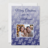 メリークリスマスホワイトブランチ青い写真 シーズンカード (正面)