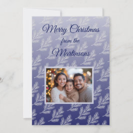 メリークリスマスホワイトブランチ青い写真 シーズンカード