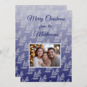 メリークリスマスホワイトブランチ青い写真 シーズンカード (正面/裏面)