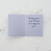 メリークリスマスホワイトブランチ青い写真 シーズンカード (内部)