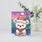 メリークリスマスホワイトベビーホッキョクグマ ポストカード (スタンド正面)