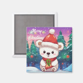 メリークリスマスホワイトベビーホッキョクグマ マグネット (正面/裏面)