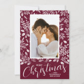 メリークリスマスホワイトボタニカルフォト シーズンカード (正面)