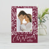 メリークリスマスホワイトボタニカルフォト シーズンカード (スタンド正面)