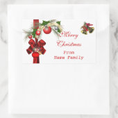 メリークリスマスホワイトボールゴールドレッドクリスマスパーティー 長方形シール (バッグ)