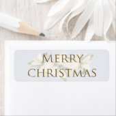 メリークリスマスホワイトポインセチア封筒ステッカー ラベル (インサイチュ)