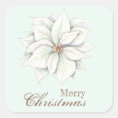 メリークリスマスホワイトポインセチア広場ステッカー スクエアシール (正面)