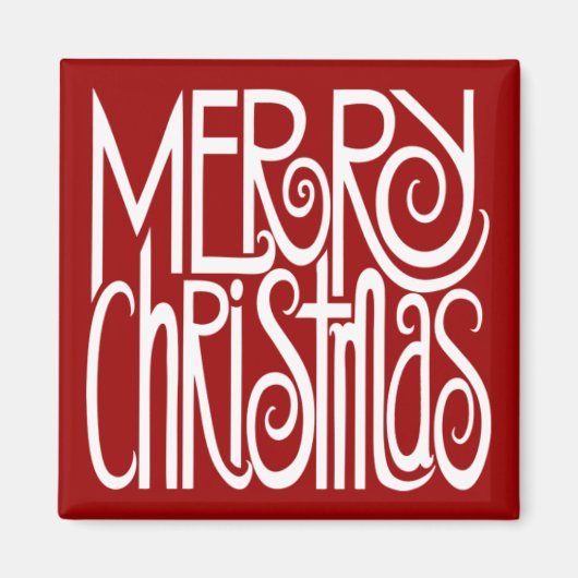 メリークリスマスホワイトマグネット マグネット (正面)