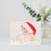 メリークリスマスホワイトレタリング写真はがき ポストカード (スタンド正面)