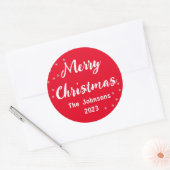 メリークリスマスホワイトレッドシンプル ラウンドシール (封筒)