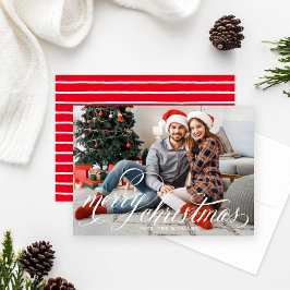 メリークリスマスホワイト手書きスクリプトフォト シーズンカード