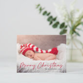 メリークリスマスホワイト手書き写真 シーズンポストカード (スタンド正面)