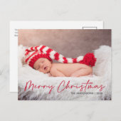 メリークリスマスホワイト手書き写真 シーズンポストカード (正面/裏面)