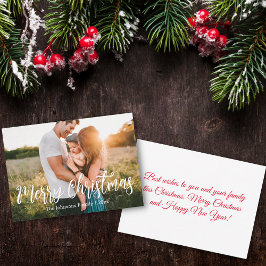 メリークリスマスホワイト書道家族の写真 ノートカード