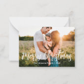 メリークリスマスホワイト書道家族の写真 ノートカード (正面)