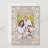 メリークリスマスホワイト緑のメッセージ写真 シーズンカード (正面)