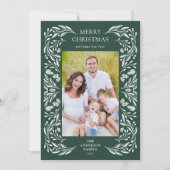 メリークリスマスホワイト緑のメッセージ写真 シーズンカード (正面)