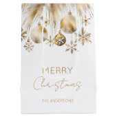 メリークリスマスホワイト金ゴールドボーボーブル ミディアムペーパーバッグ (裏面)