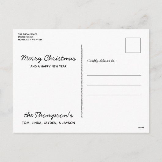 メリークリスマスホースミスタントーウマ科のかわいいポニー シーズンポストカード (裏面)