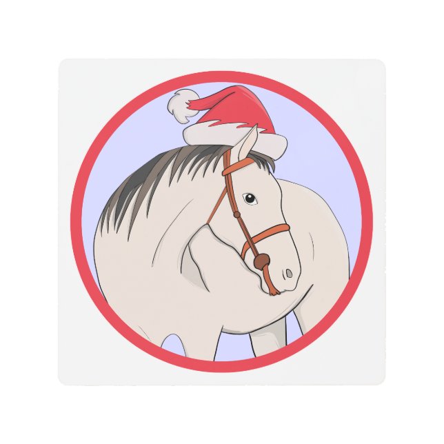 メリークリスマスホース メタルプリント (正面)