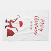 メリークリスマスホーホーホーサンタクロース飴ケーン キッチンタオル (横)