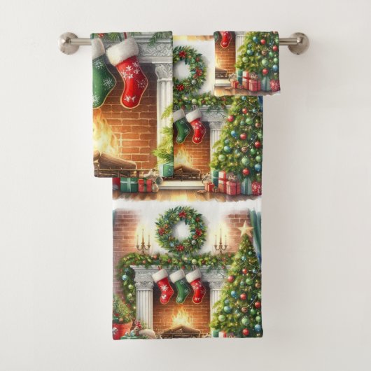 メリークリスマスホームホリデーストッキング バスタオルセット (インサイチュ)