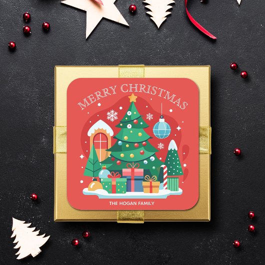 メリークリスマスホームメイドフードホリデーベーキング スクエアシール